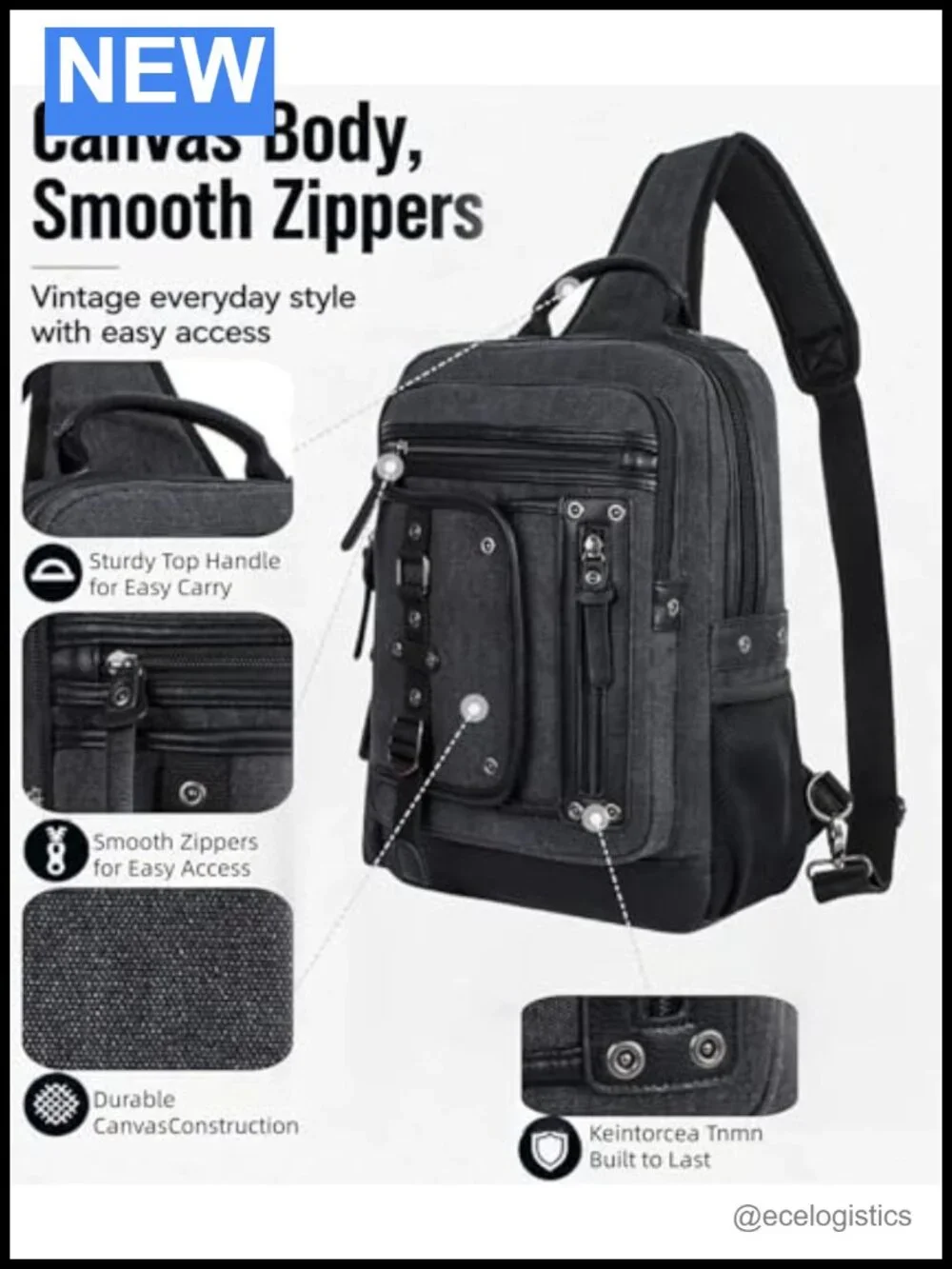Canvas Sling Messenger Bag for Men Laptop 15.6